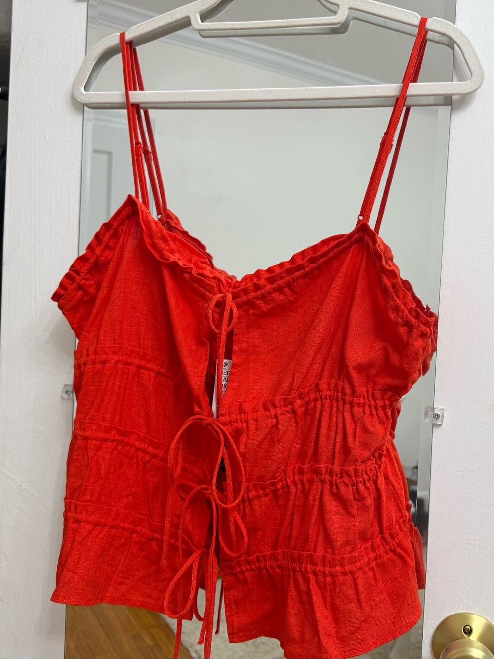 H&M Red Smocked Tie-Front Cami